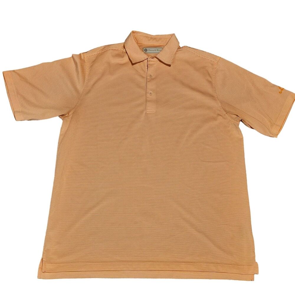 Donald Ross Men's Orange Striped Short Sleeve Golf Polo Shirt Size XL